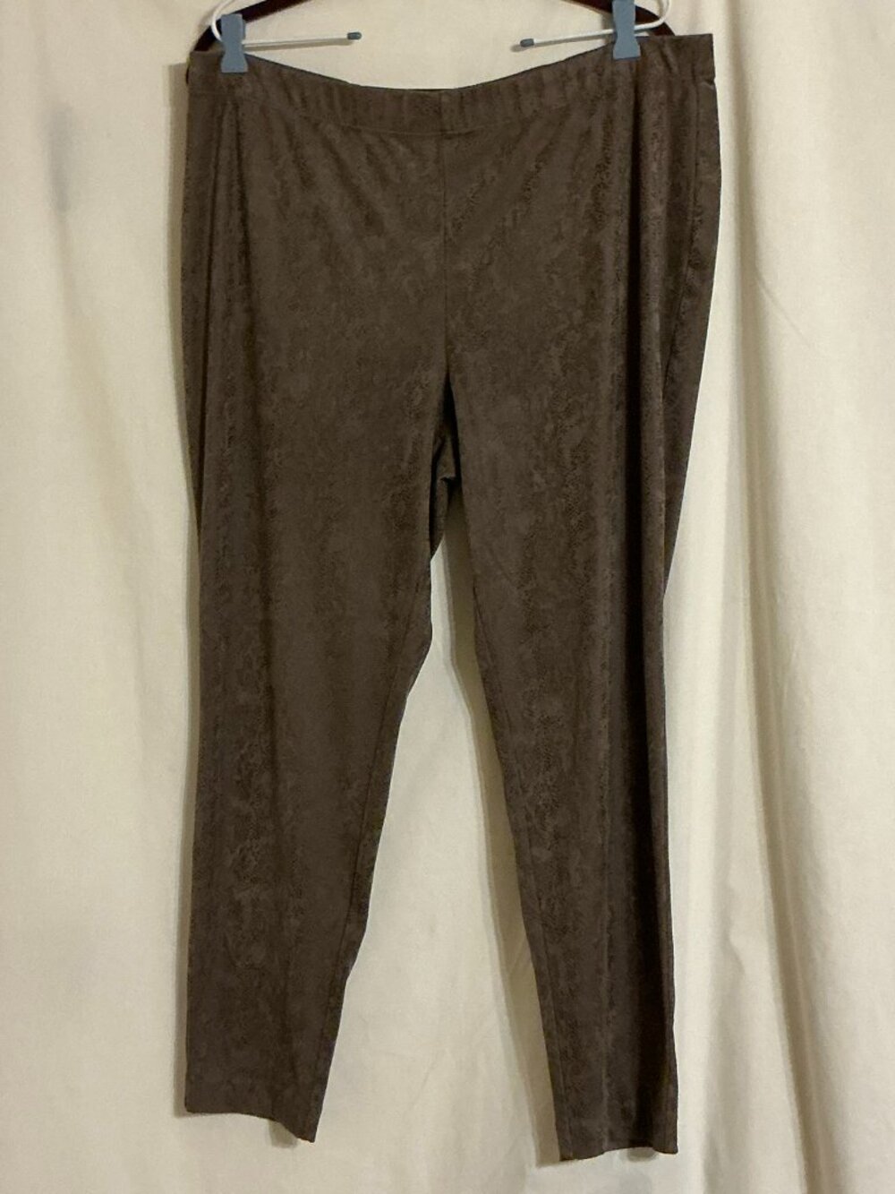 SUSAN GRAVER Women's Brown Snakeskin Style Pull-On Soft Knit Skinny Pants 1X